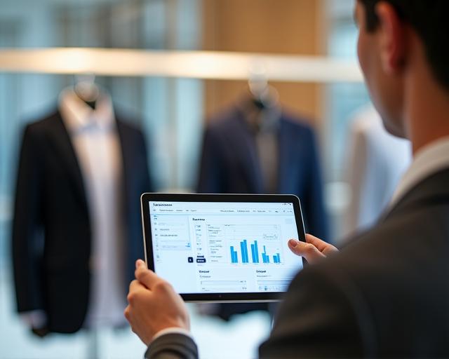 Modernes Retail-Umfeld mit Tablet zur Analyse